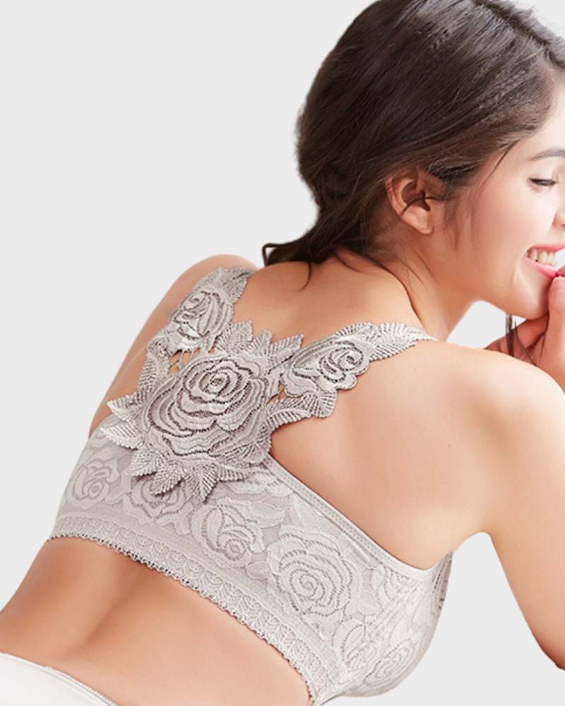 Rose Embroidery Front Closure Bra