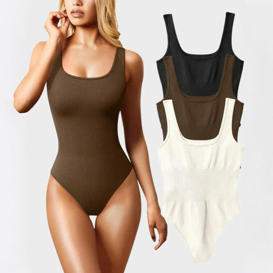 Women's 3 Piece Bodysuits Sexy Ribbed Sleeveless Square Neck Sleeveless Tank Tops Bodysuits