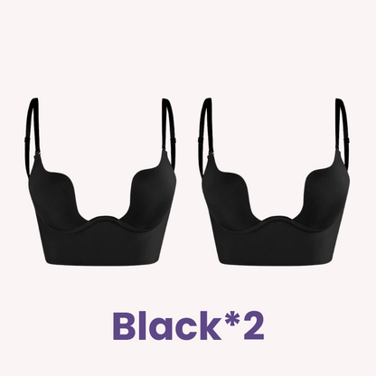 Low Back Secret Plunge Bra - Black+White (2 Pack)