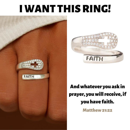 "FAITH" Christan Ring in Zircon & 925 Sterling Silver