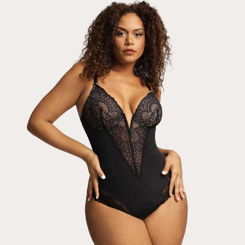 Sexy Lace Deep-V Neck Bodysuits