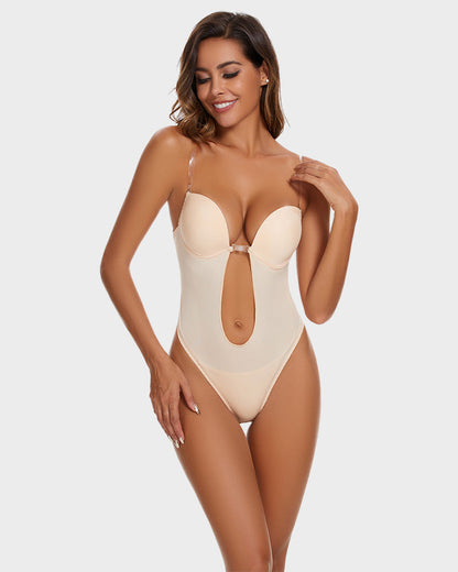 Strapless U Plunge Thong Bodysuit