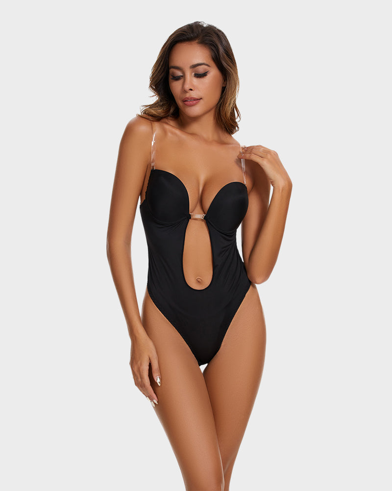 Strapless U Plunge Thong Bodysuit