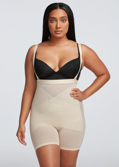 PowerMesh X Panel High-Waist Shorts