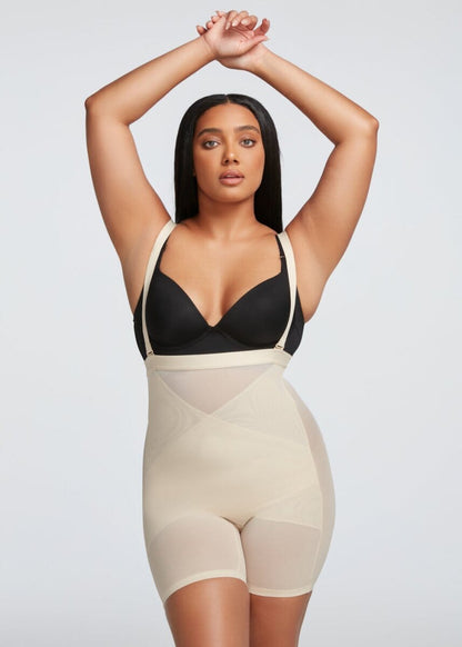 PowerMesh X Panel High-Waist Shorts