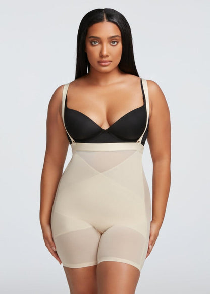 PowerMesh X Panel High-Waist Shorts