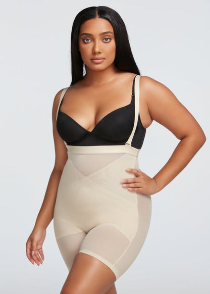 PowerMesh X Panel High-Waist Shorts