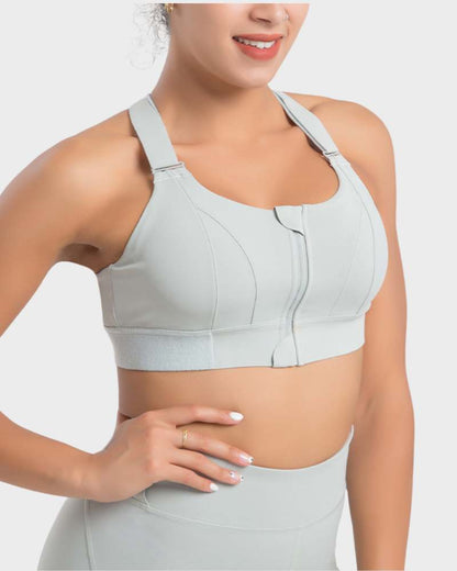 Women's High Impact Sports Bra Plus Size Zip-Front Shock Absober