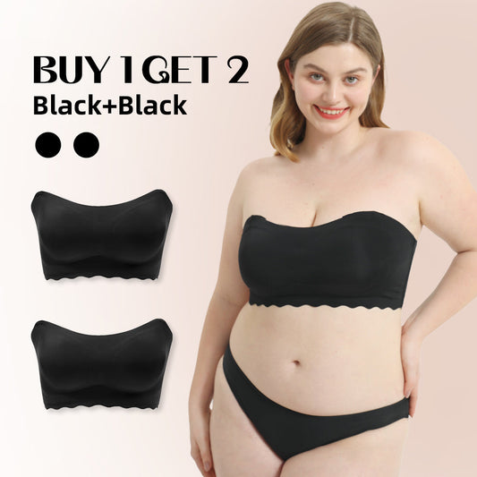 ICE SILK NON-SLIP TUBE TOP STRAP BRA-BLACK(BUY 1 GET 1 FREE)