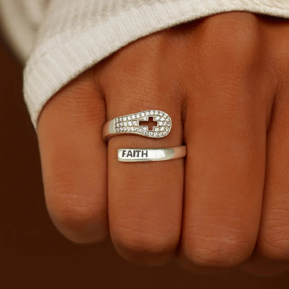 "FAITH" Christan Ring in Zircon & 925 Sterling Silver