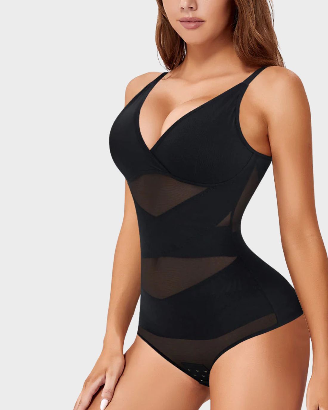 V Neck Built in Bra Mesh Breathable Shapewear