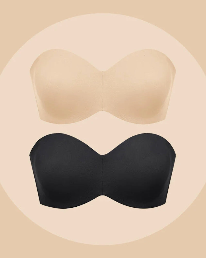 ®Full Support Non-Slip Convertible Bandeau Bra-Black+Nude