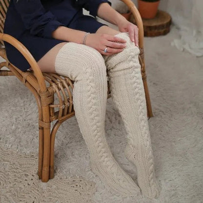 Over Knee Socks Thigh Cable Knitted High Boot Socks