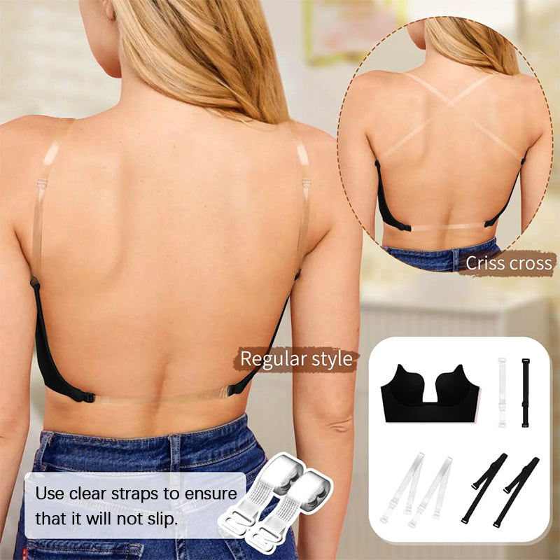 Low Back Secret Plunge Bra - Black+White (2 Pack)