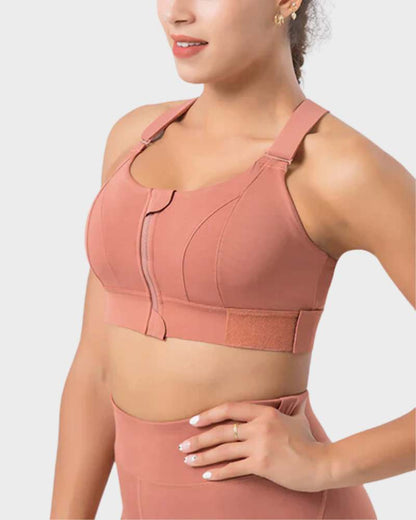 Women's High Impact Sports Bra Plus Size Zip-Front Shock Absober