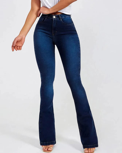 High Waist Slim Stretch Flared Jeans