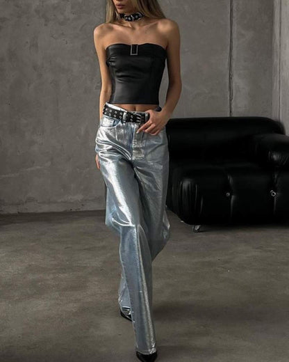 Metallic Baggy Jeans