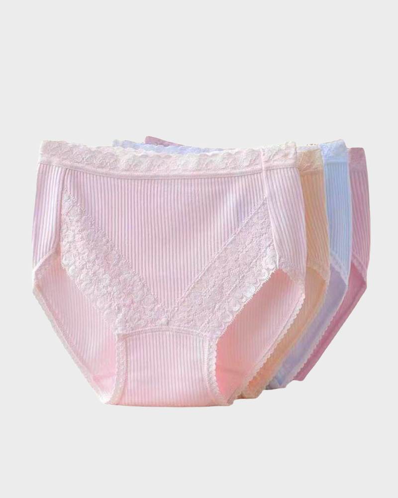 Lace Stitching Ribbed Panties