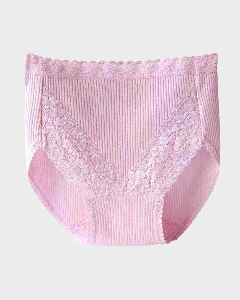 Lace Stitching Ribbed Panties