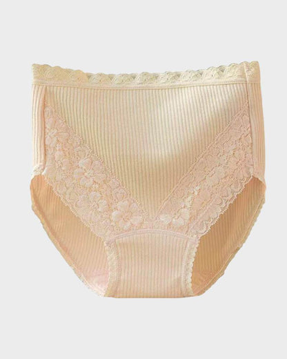 Lace Stitching Ribbed Panties