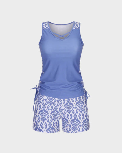 ⏰LAST DAY 50% OFF - Miraclesuit Women's Tummy Control Tankini Set with Built-In Bra – Flattering Boho Swimwear with Shorts
