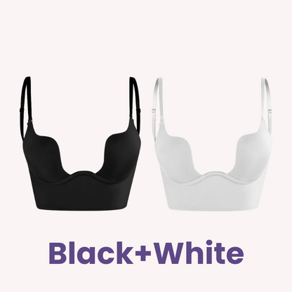 Low Back Secret Plunge Bra - Black+White (2 Pack)