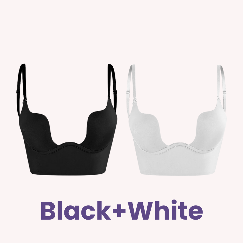 Low Back Secret Plunge Bra - Beige+White (2 Pack)