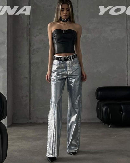 Metallic Baggy Jeans