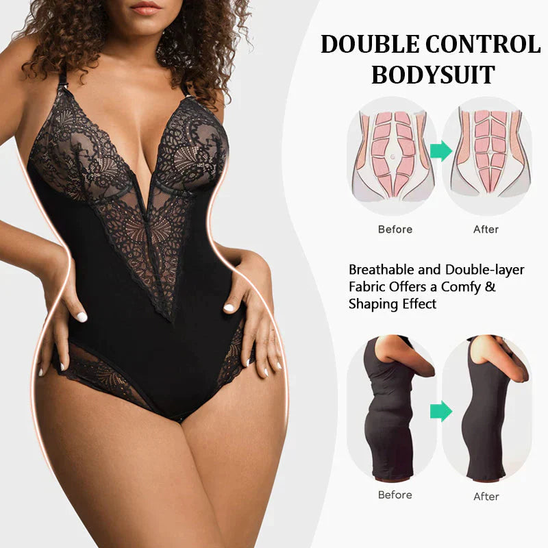 Sexy Lace Deep-V Neck Bodysuits