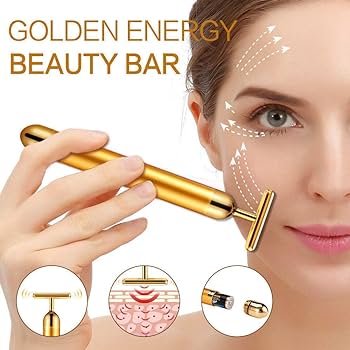 (2in1) Face Massager 3D Roller & 24K Facial Pulse T Shape Massager| Skin Care Tools