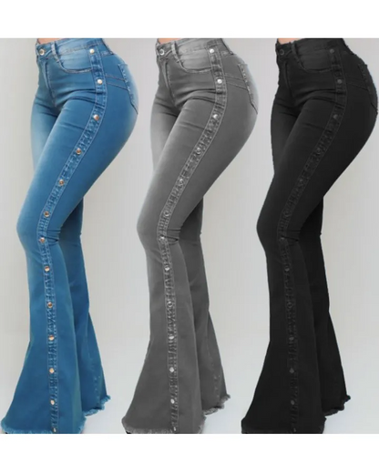 High Waist Stretch Mopping Flared Jeans