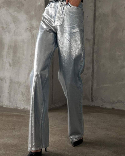 Metallic Baggy Jeans