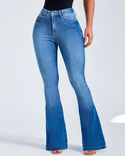 High Waist Slim Stretch Flared Jeans