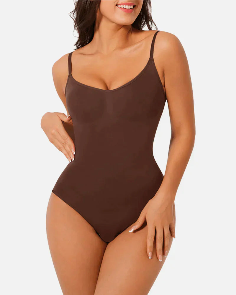 Seductive Seamless Cami Bodysuit Shapewear With Thong