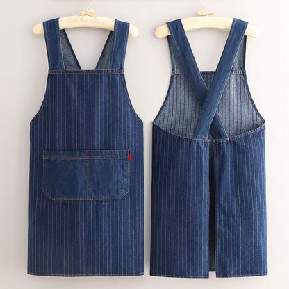 Ergonomic Cross-Back Denim Apron