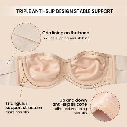 ®Full Support Non-Slip Convertible Bandeau Bra -Nude