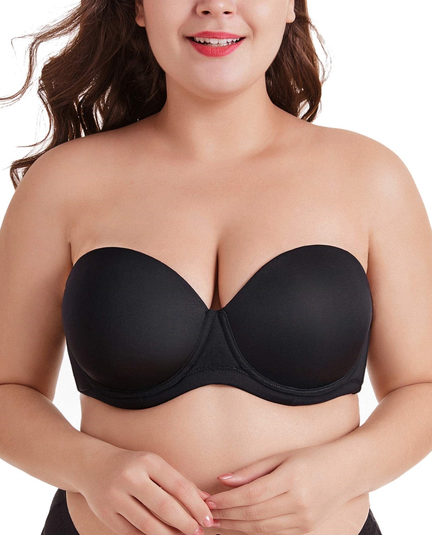 Plus Size Women's Underwire Contour Multiway Full Coverage Strapless Bra-BEIGE