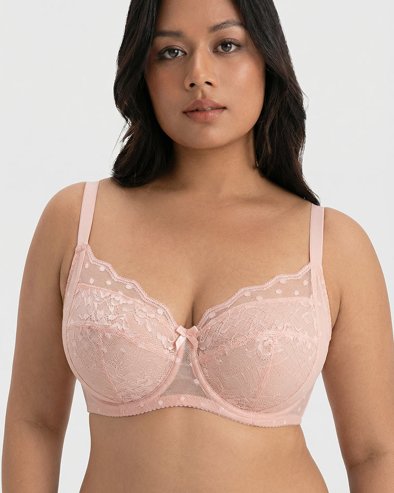 Polka Dot Lace Full-Coverage Minimizer Bra