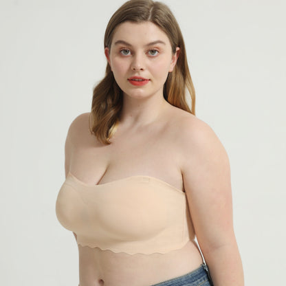 PLUS SIZE STRAPLESS INVISIBLE PUSH UP BRA - 2PCS Beige