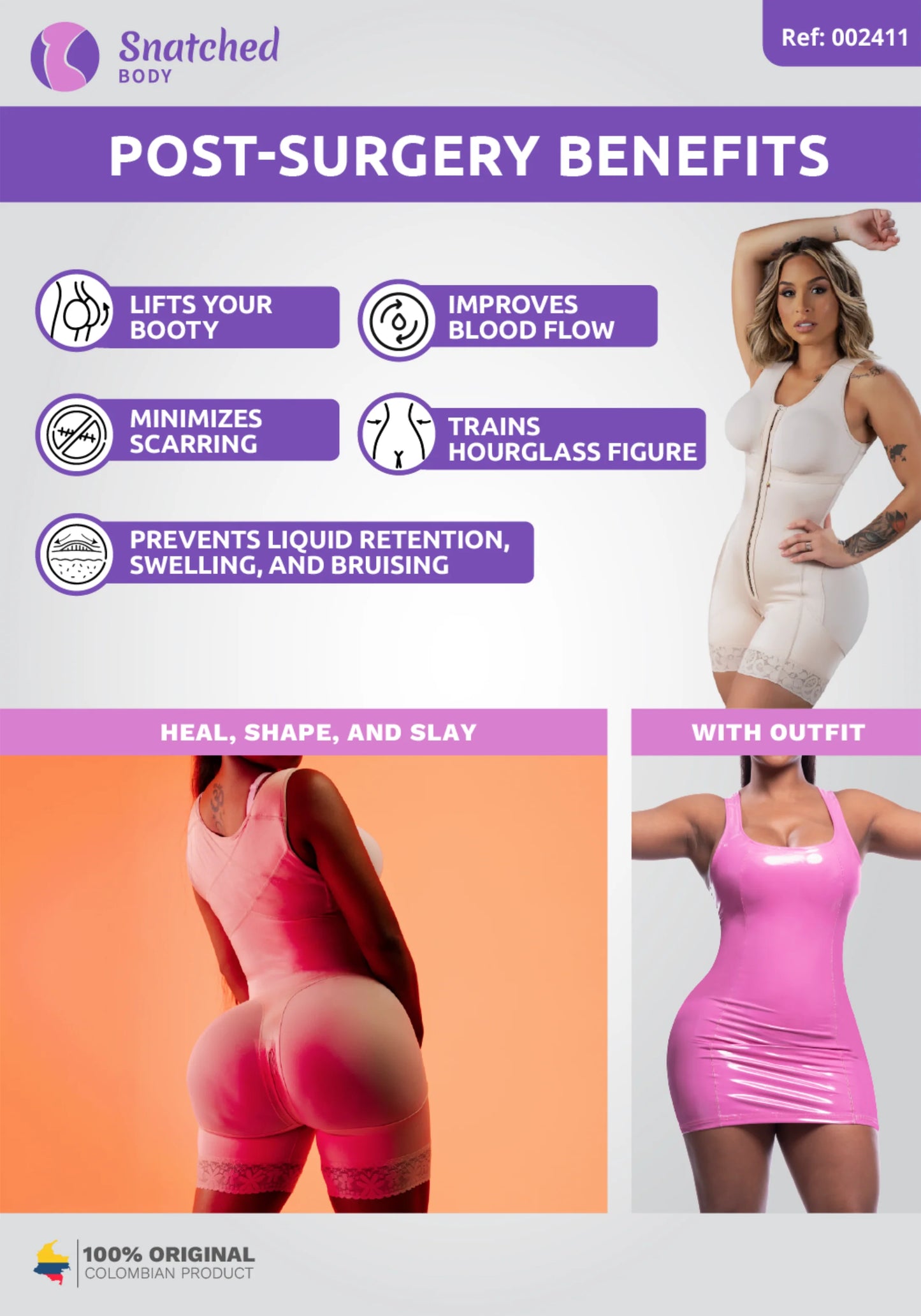 Stage 2 BBL Faja: Colombian Post-Surgery Shapewear with Built-in Bra