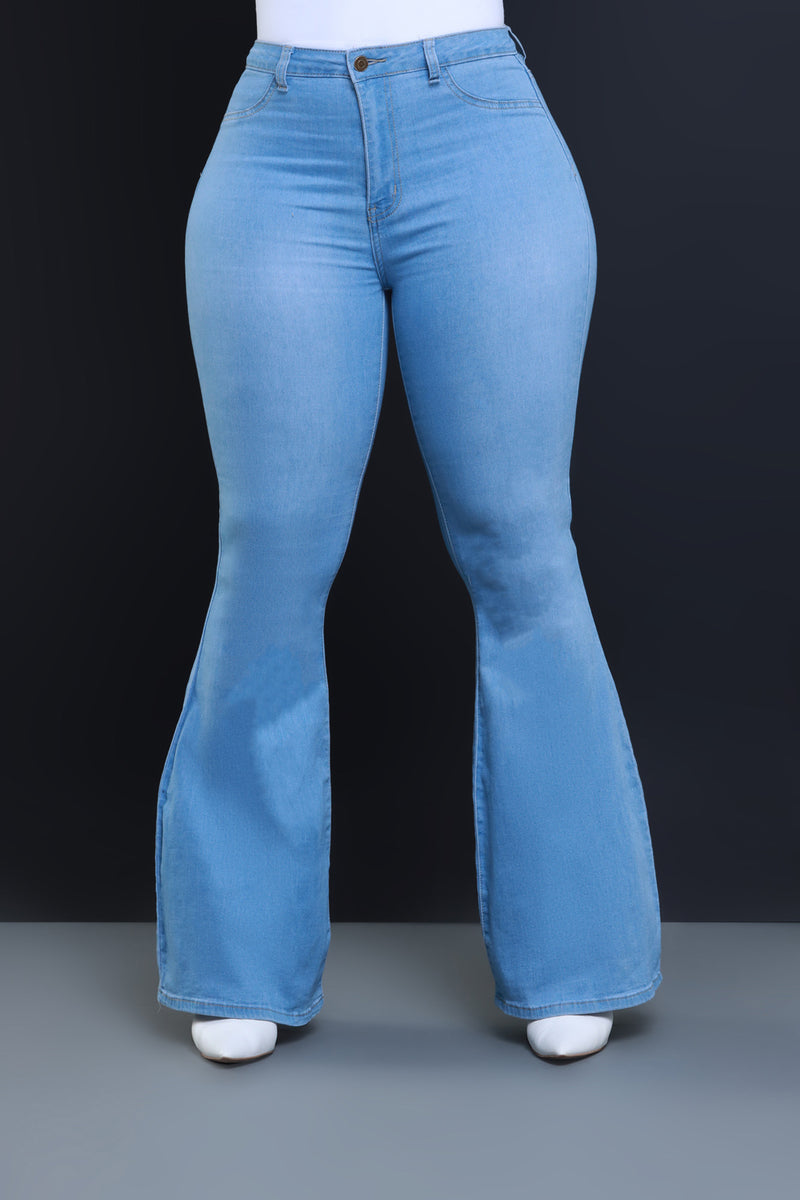 High Waist Slim Stretch Flared Jeans