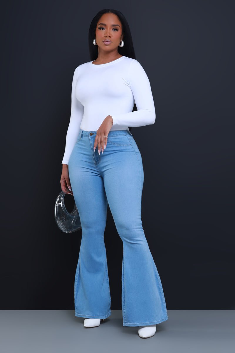 High Waist Slim Stretch Flared Jeans