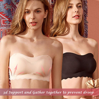 Plus Size Strapless Invisible Push Up Bra (Buy 1 Get 1 Free)-2PCS Beige+Black