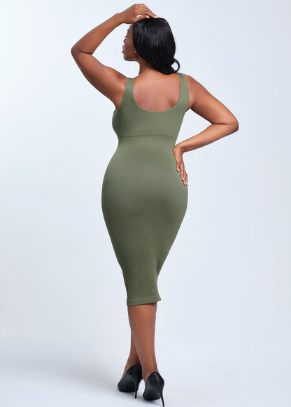 SnatchedKnit V-Neck Tank Midi Dress