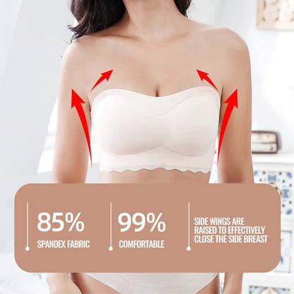 PLUS SIZE STRAPLESS INVISIBLE PUSH UP BRA - 2PCS Beige