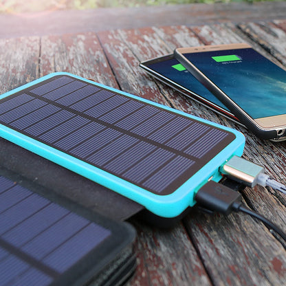 SolarPower Qi 20,000mAh – Wireless Charging Power Bank with Built-in Cables, Solar Panel, and LED Light for iPhone