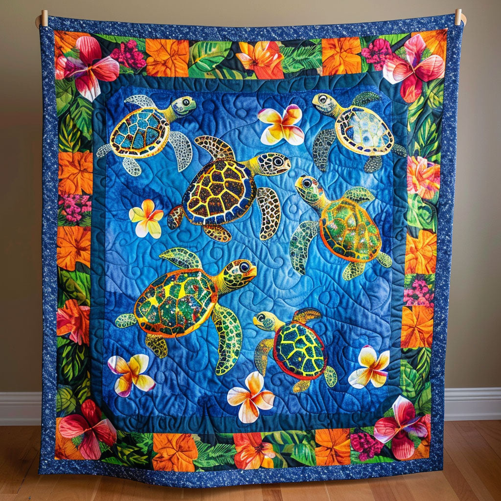 CozyCloud™ Sea Turtle Quilted Blanket