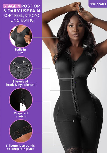 Snatched Body Strapless Shapewear for Women, Built-in Bra, Tummy Control, No Butt Compression, 3 Hook Levels, Seamless Fit