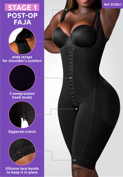 Stage 1 Post-Op Faja | Smart Compression Technology | Waist Sculptor & Butt Protector | Authentic Colombian Powernet