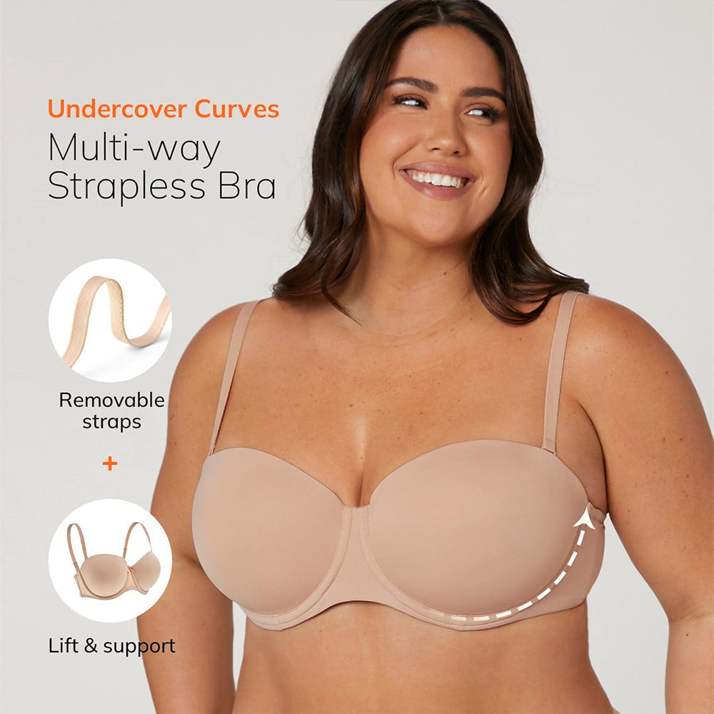 Plus Size Women's Underwire Contour Multiway Full Coverage Strapless Bra